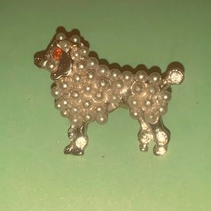 Vintage Marcasite, Ruby &Faux Pearl Poodle Brooch